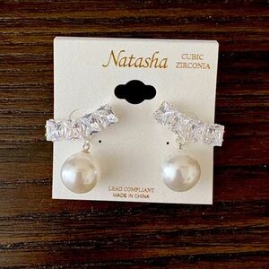 New Natasha Cubic Zirconia Pearl Earrings